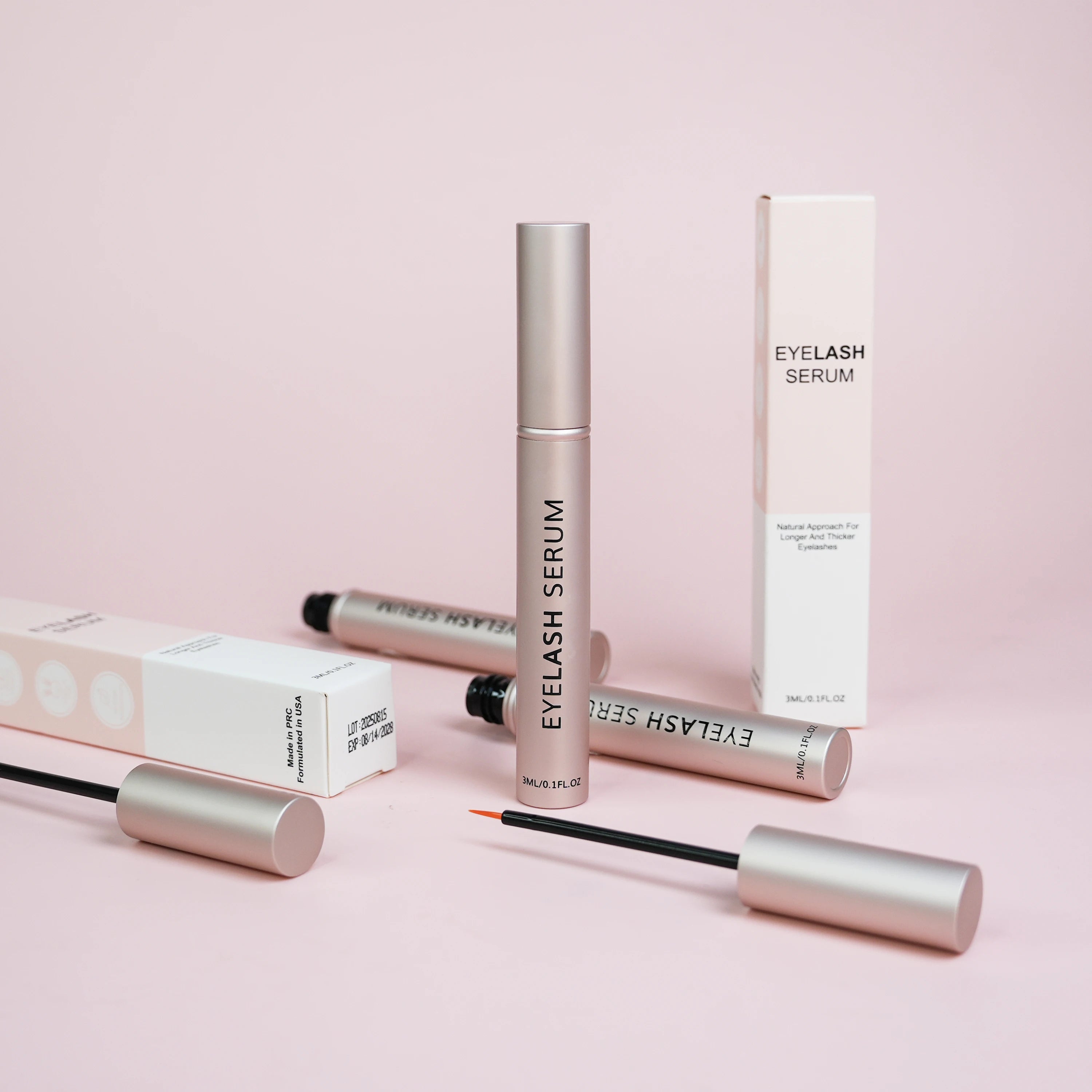 OEM ODM Pink Packaging Liquid Lash Extensions Mascara Tube Aluminium Container Empty Bottle for Natural Eyelash Serum