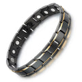 BioMagnetic Jewelry  Classic Magnetic Black and Gold Jewelry Stainless Steel Men Bracelet