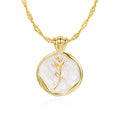 Fashion 925 Silver Necklace Gold Plated Shell Charm Flower Pendant Necklace Jewelry Gift for Women