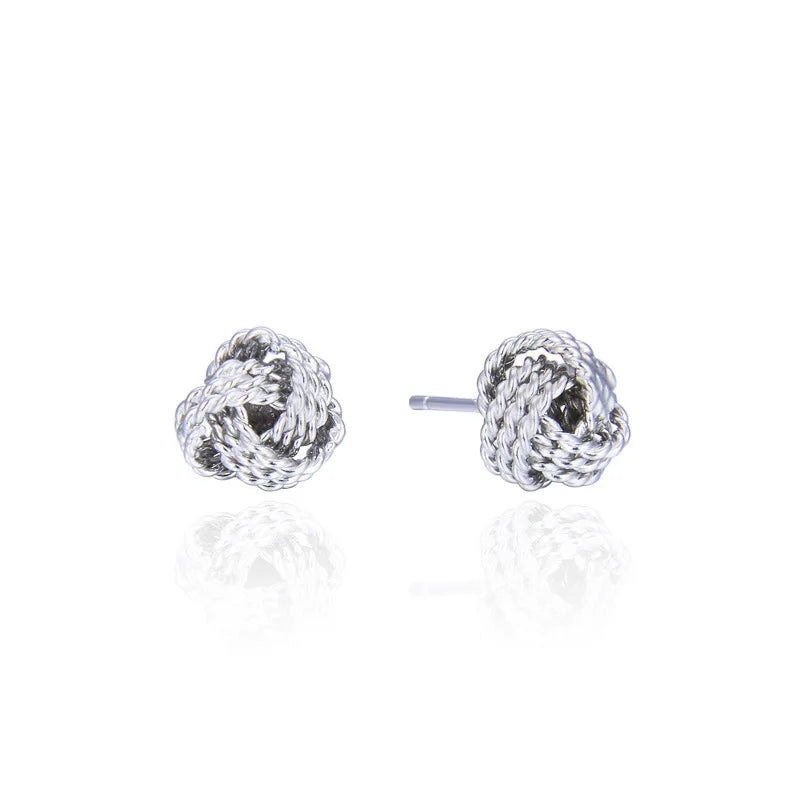 925 Sterling Silver Chunky 18k Gold Plated Rope Knot Twisted Wire Ball Stud Earrings for Women
