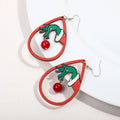Cartoon Green Hands Red Lucky Beads Christmas Gift Hollow Water Drop Grinch Printed Drop Earrings Fashion Accessory for Holiday