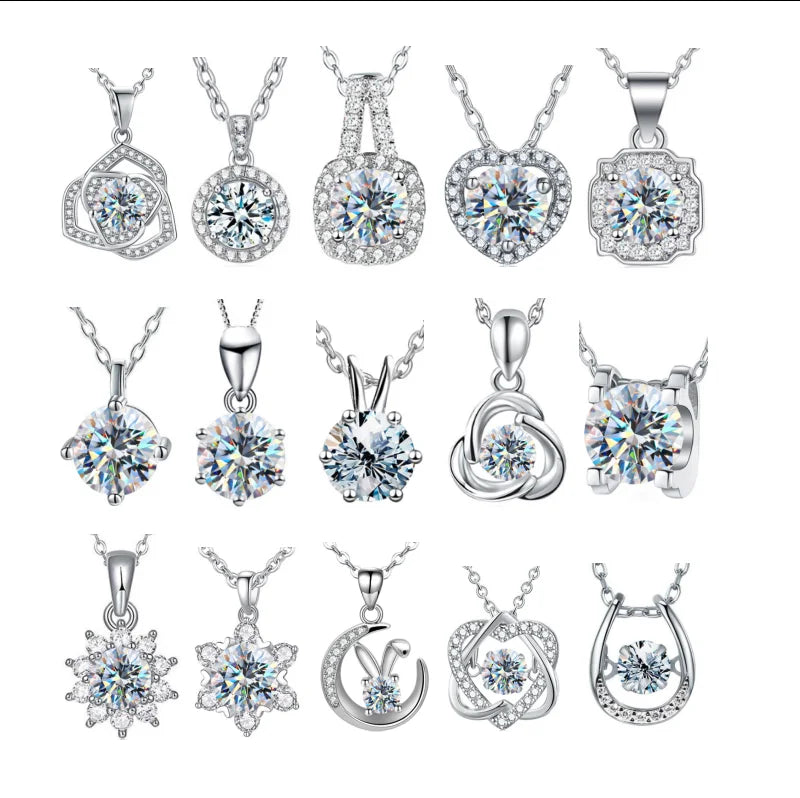 Wholesale Gra Certified 925 Sterling Silver 0.5 1 Ct Women Diamond Moissanite Pendants Moissanite Necklace Engagement Jewelry