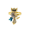 Wholesale Metal Rhinestone Owl Napkin Ring High Quality Accessories for Wedding or Party Table Decoration Features Stocked