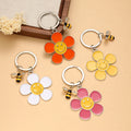 Heart-shaped Gold-Plated Environmental Friendly Trendy Keychain Daisy Sunflower Smiling Face Flower Women's Bag Decoration