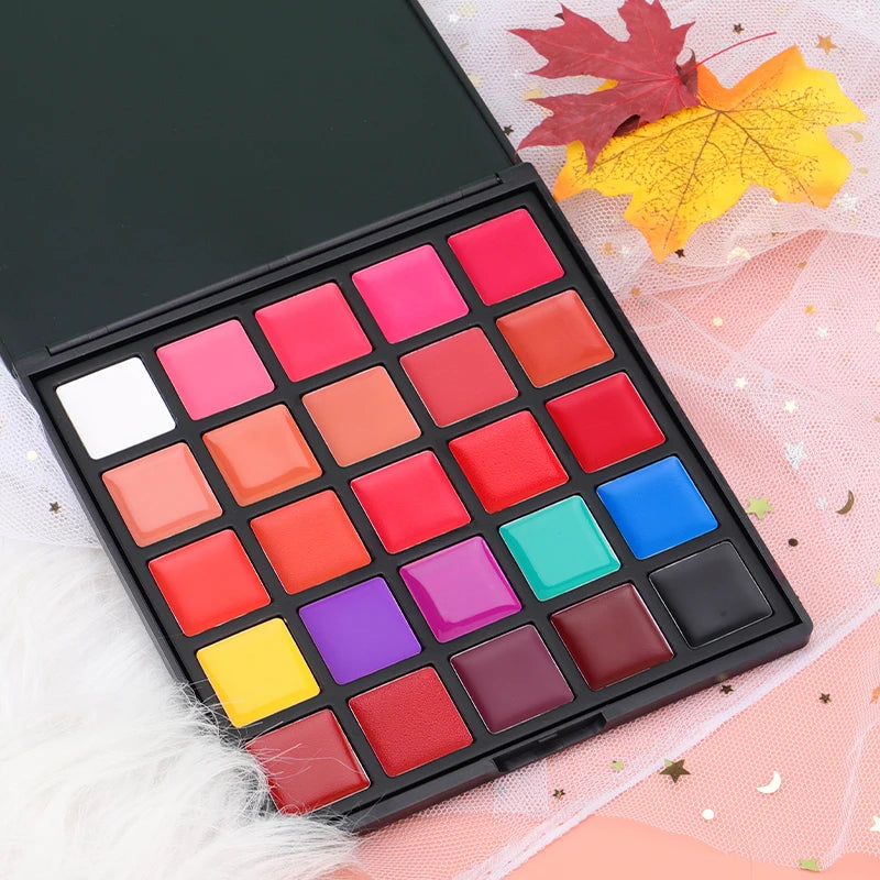 L25r Private Label 25 Colors MakeUp Lip Gloss Lipstick Palette With Matte Color