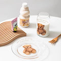 Solhui Korea Ins Vintage Bear Glass Plate Cute Cartoon Glass Dessert Cake Plate Bear Cans Glass Water Cup