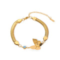 Tarnish Free Stainless Steel Butterfly Bracelet Boho Ethnic Enamel Blue Evil Eyes Bracelet Jewelry for Girls