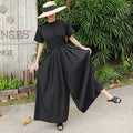 Wholesale 2026 Summer New Wide-leg Pants Lady's Jumpsuit Loose Large Size Casual Pants Short-sleeved Jumpsuit Fashion Linen Sets