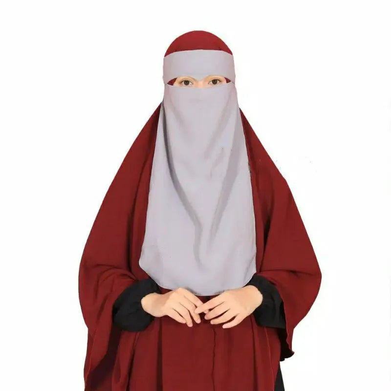 Wholesale Modest Plain Islamic Half Niqab Long Nosepiece Hijab Women Burqa Muslim Face Veil