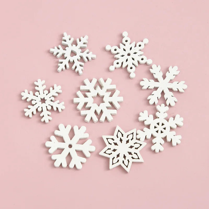 Yiwu Wintop Factory Sale Christmas Holiday Diy Decorative White Snowflake Wood Button