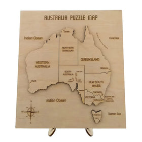 Custom Australia Map Laser Cut Wooden Educational Country Map 3D Puzzle Toys for Kids Travelers Housewarming Gifts