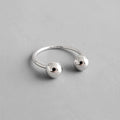 Fashion New 925 Sterling Silver Glossy Double Round Ball Rings for Women Fine Jewelry