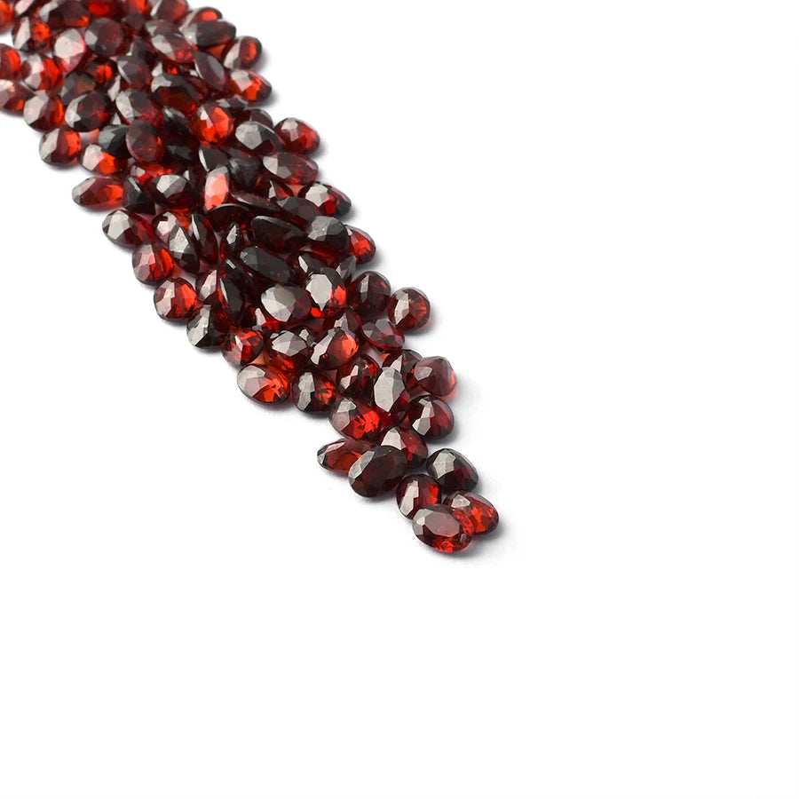 GuangZhou Best Quality 4mm  6mm 8mm 10mm Loose Garnet Gemstones Natural Red Oval Cut Jewelry
