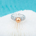 R030518 DIY 6-8mm Natural Freshwater Pearl Ring Accessory 925 Sterling Silver Adjustable Size Engagement Jewelry Ring for Women