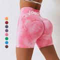 Custom Logo Women's Tie-dye Tight Sports Shorts Breathable Outdoor Running Fitness Shorts Exercise Bike Riding Yoga Shorts