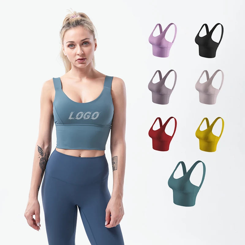 Low Moq Seamless Crop Top Custom Fitness Gym Workout Bra Crisscross High Impact Sport Bra