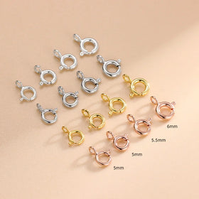 5mm 6mm High Quality S925 Sterling Silver Connecting Clasp for Diy Bracelet Necklace Jewelry Accessory Round Spring Clasp