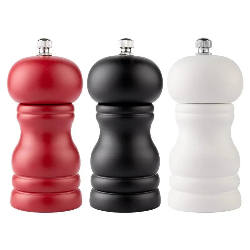 Modern 4 Inch Premium Rubber Wood Pepper Mill Manual Salt Grinders with Ceramic Grinding Core for Seasoning BBQ Tools