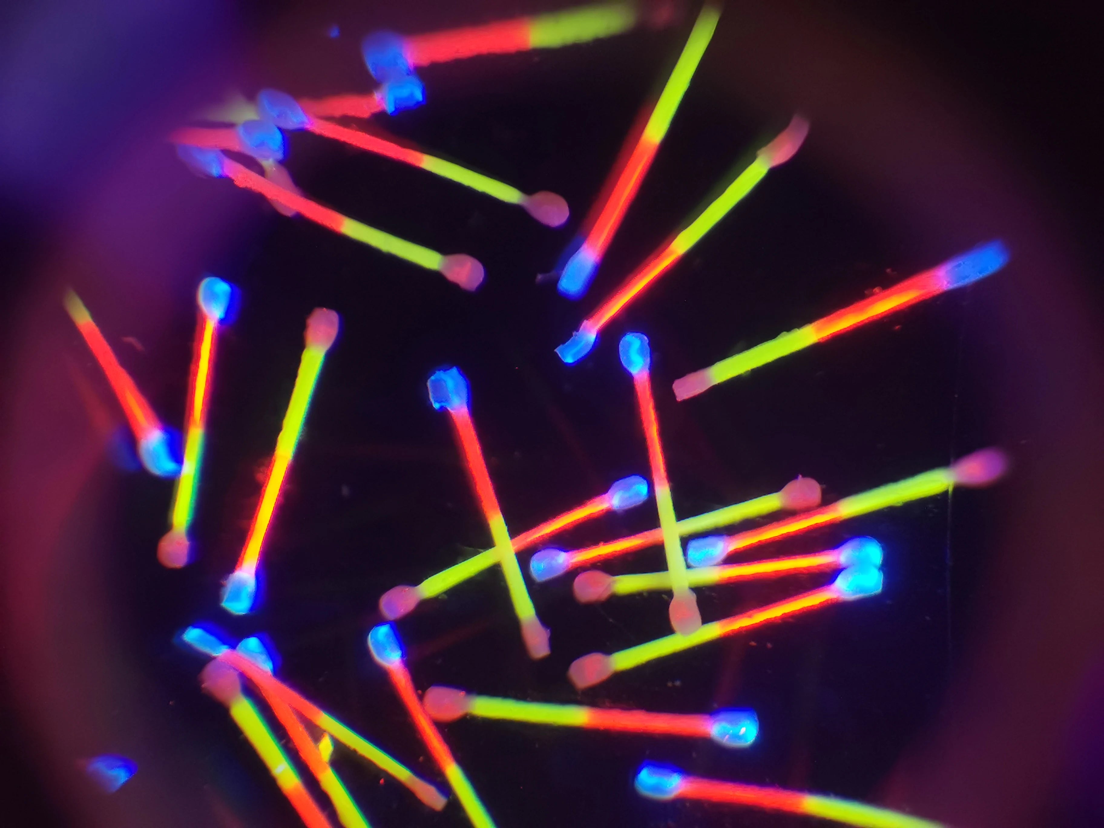 UV Multi-Spectrum Security Fibers Rainbow Orbit Star Type for Packaging Label Voucher Coupon Authentication Brand Protection