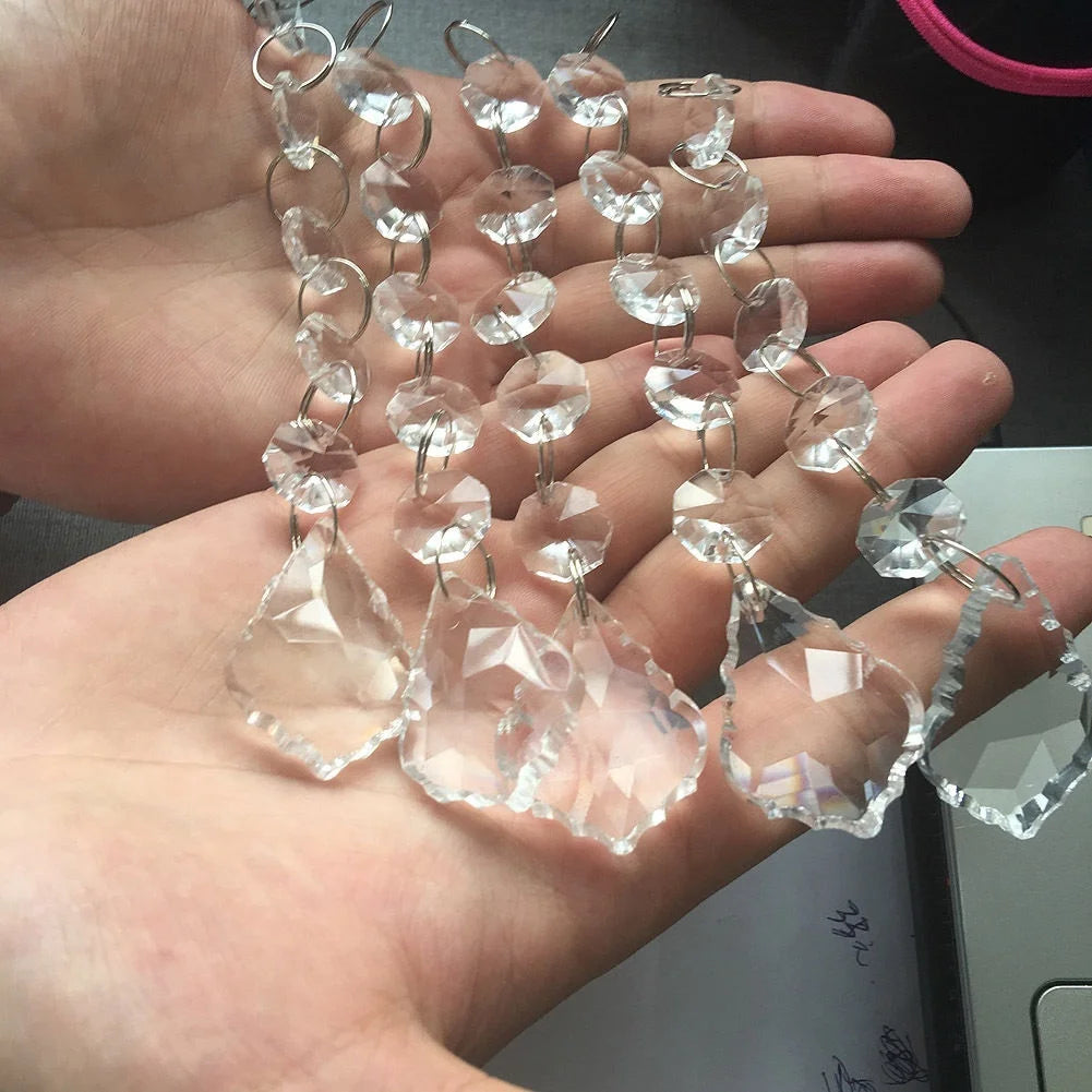 Factory Wholesale Garland 14MM Crystal Glass Octagonal Beads Garland Strand Chain for Wedding Party Decoration