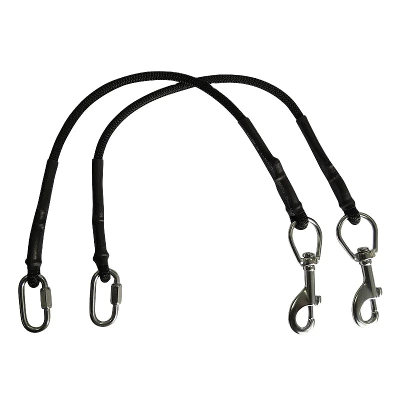 OSR SPORTS Sidemount Diving Tank Neck Bungee Rigging Kit 45cm 8mm High Tenacity Nylon/SS316 Black