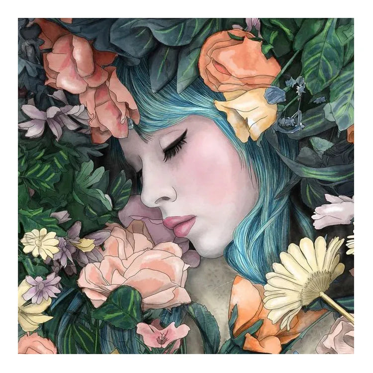 Diamond Painting Cross Stitch Kits Sleeping Girl With Flowers DIY Gift Craft Brilliant Rhinestones Pictures 5L268