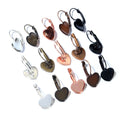 10pcs/lot 12mm Heart French Lever Back Earrings Blank Base Setting Fit 12mm Heart Cabochons DIY Earring Bezel Trays DIY Findings