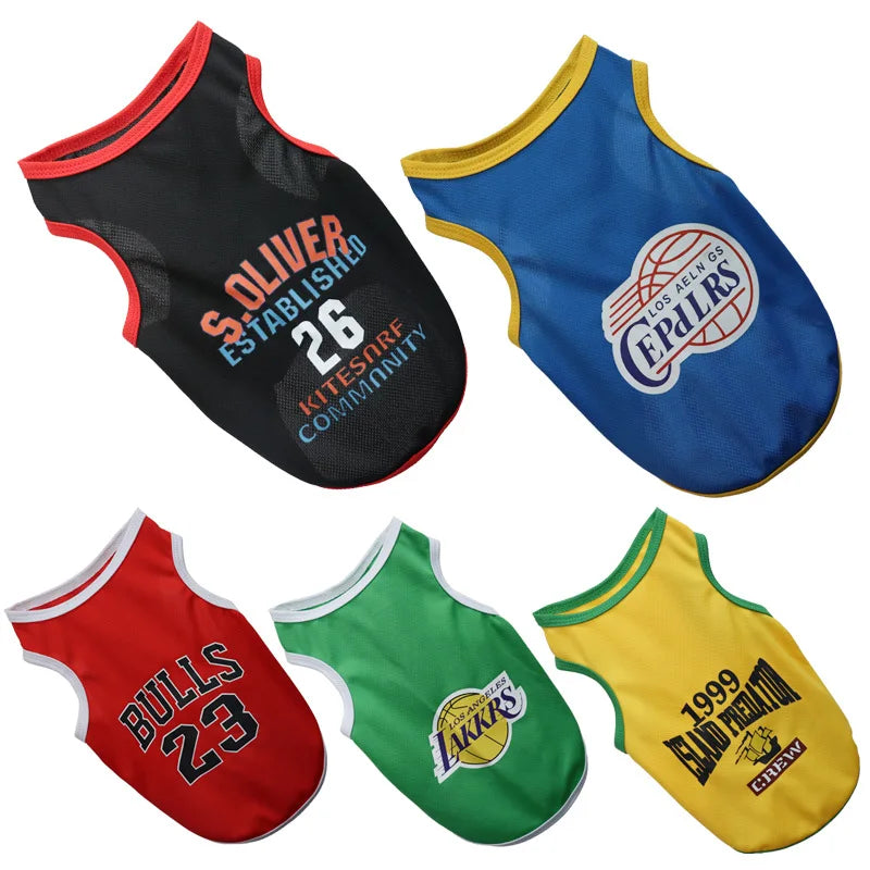 2024 New Dog Breathable Basketball Clothing Polyester Classic Print Spring Quick Dry T-Shirts