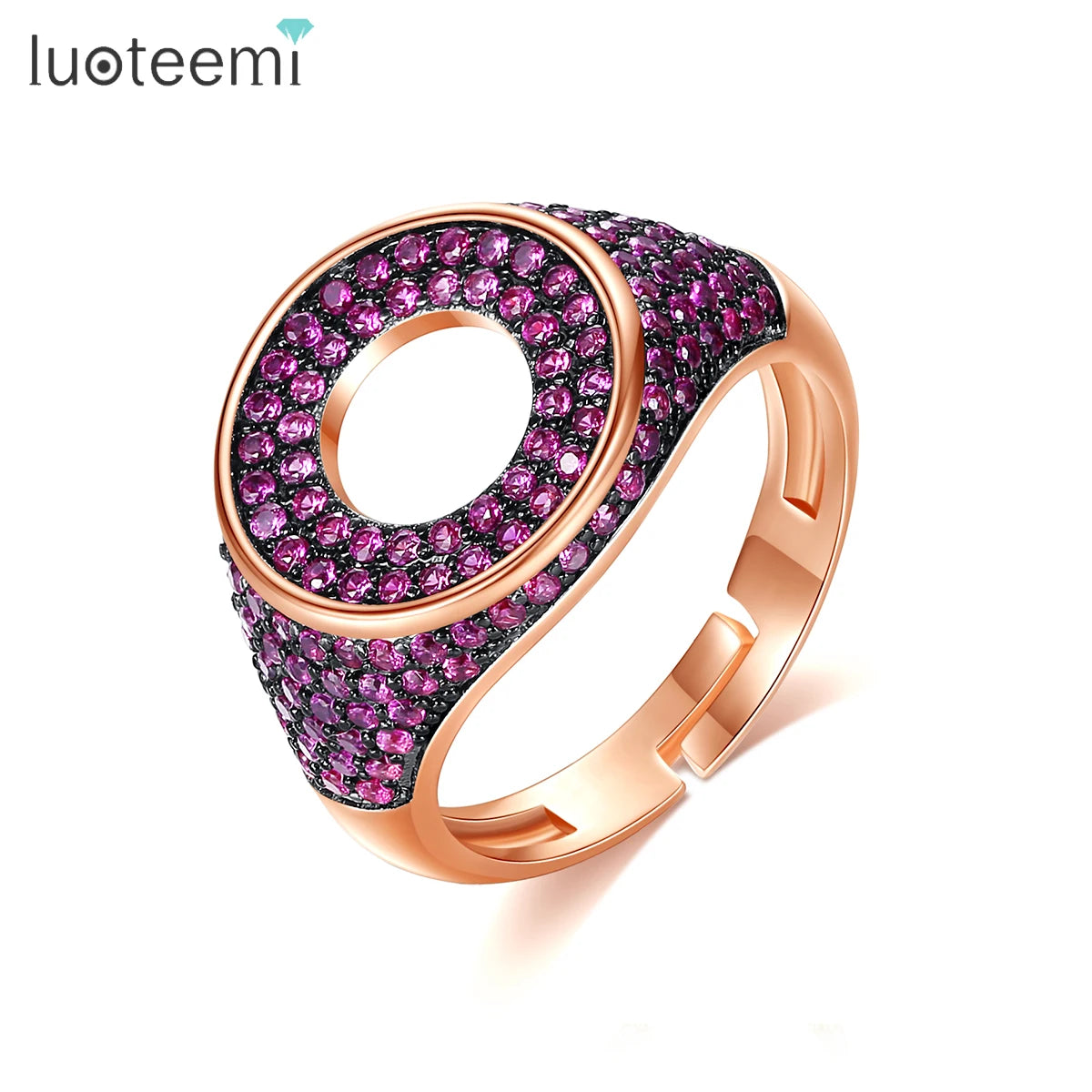 LUOTEEMI Jewelry Man Ring Gemstone Manufacturer Hip Hop Jewelry Ring Diamond Engagement Zirconium Ring