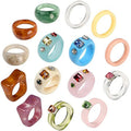 New Arrival Jelly Rhinestone Personalized Jewelry Colorful Cute White Clear Adjustable Chunky Acrylic Resin Rings