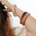 European and American Marble Pattern Multi-color Resin Bracelet Round Semi-transparent Acrylic Bangle