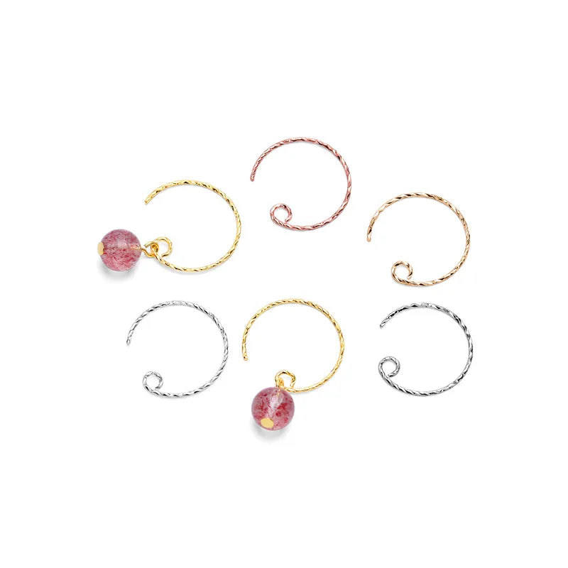 C Shaped Twist Ear Wire French 925 Sterling Silver Hoops Earring Findings for Jewelry Making