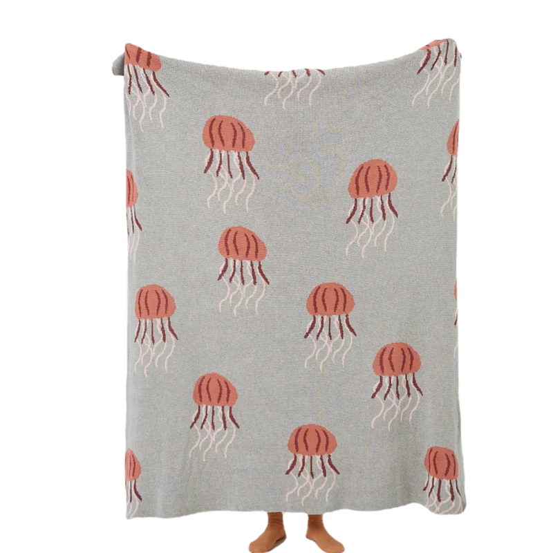 Custom Travel Blanket Jacquard Technics Logo Sofa Cover Cotton Knitted  Decorative Style for Sofa S M