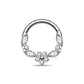 TOPOSH Children's & Women's Body Jewelry Daith Septum Ring Hinged Clicker Hoop with Pave Band V-Shape Marquise CZ Chevron Design