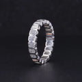 Starsgem Classic Jewelry 14K Solid White Gold Bezel Oval Emerald Cut D Color Moissanite Wedding Ring Diamond Eternity Band