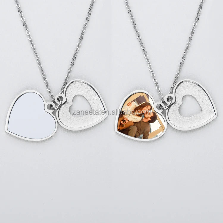 Valentine'S Necklace Sublimation Metal Heart Necklace Custom Necklace