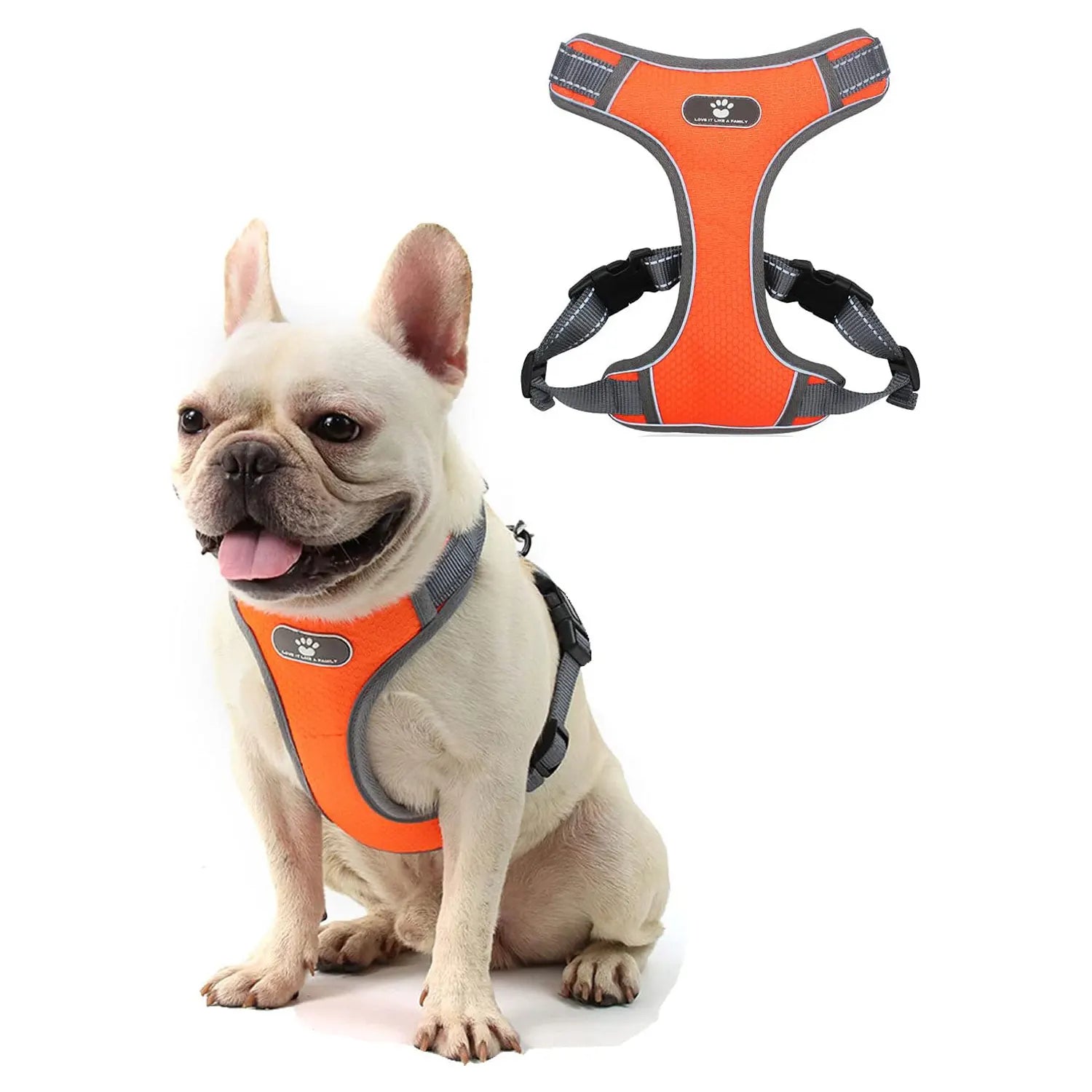 2025 No Pull Dog Harness Set Solid Pattern Adjustable Reflective Oxford Breathable Vest Harness for Small/Medium/Large Dogs