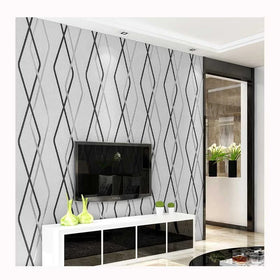 2023 New Diamond Design Cheap 3D House Decorative Nonwoven Wall Paper Living Room Home Bedroom Decoration Grey Wallpaper
