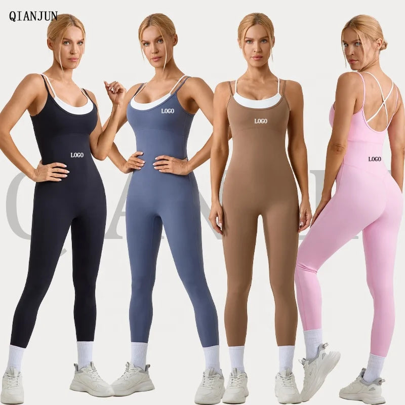 Women Sportswear One Piece Yoga Woman Clothes Running Tight Sport Romper Bodysuit Quick Drying Fitness Workout Yoga Jumpsuit