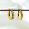 Fenny 18K Gold-plated Wholesale No Fade Luxury Dainty Cubic Zirconia Pearl Pave Hoop Stainless Steel Earring for Women