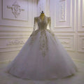 Jancember AM966 Civil Bling Glitter Heavy Beaded Long Sleeve Bridal Dresses Wedding