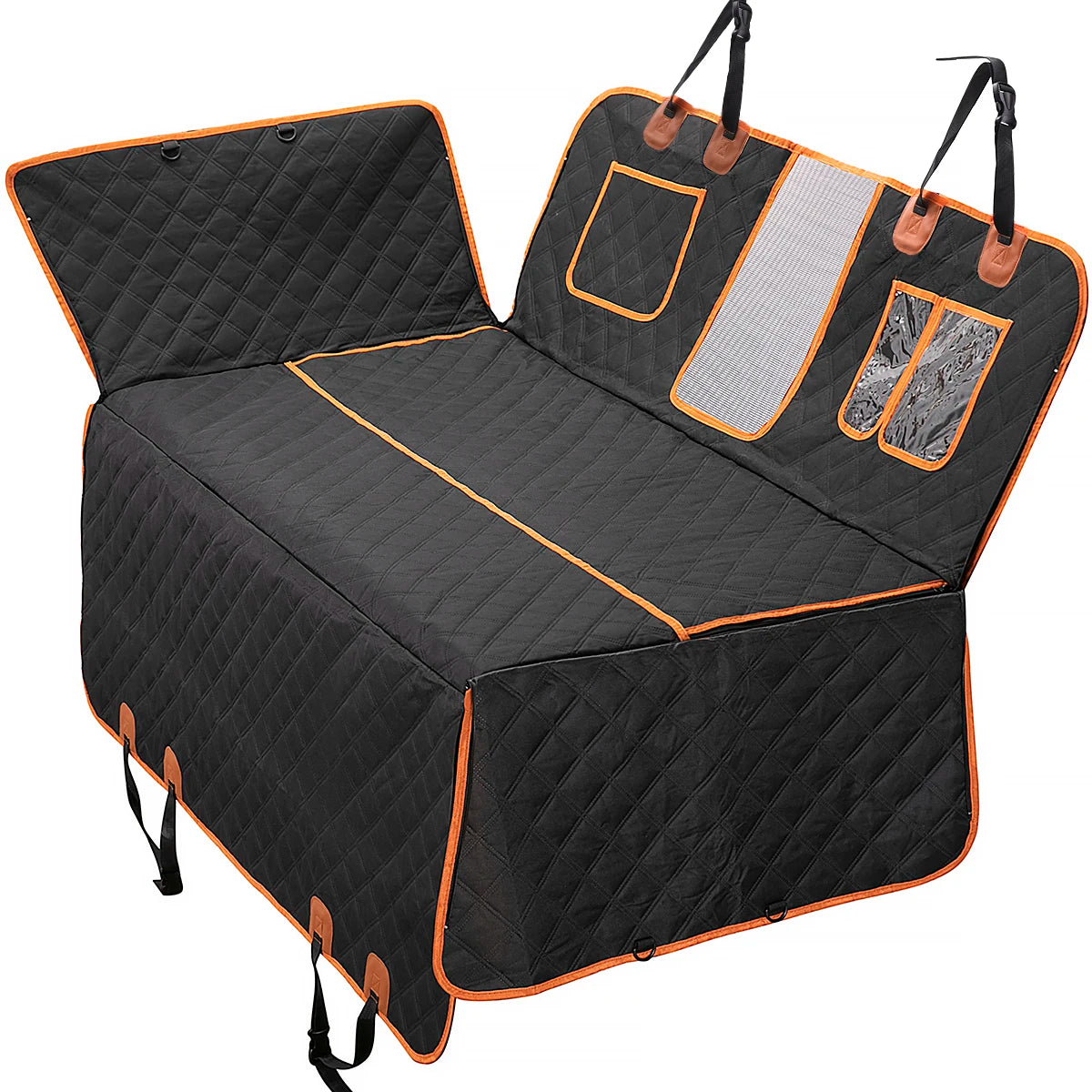 Waterproof Dog Hammock Car Seat Cover 600D Oxford Material Scratchproof Durable Animal Mesh Window Storage Pocket for Cats