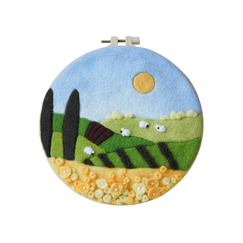 Easyhandmade Wool Felt Starter Supplies Set DIY Needle Crafts Handmade Home Decor Ornament Needle Felting Beginners Kit Custom