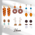 HOVANCI Boho Earrings S925 Stud Large Wood Laser Cut Acrylic Bamboo Ball Long Beads Geometric Earrings
