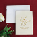 Luxury Gold Foiling Wedding Card Ivory Velvet Hardcover Booklet Wedding Invitations