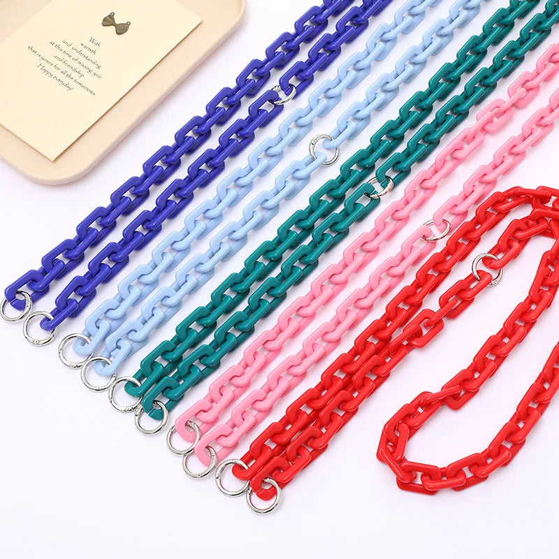 New Acrylic Crossbody Chain Bag Replacement Chain Fashionable and Versatile Double Chain square Bead Mobile Phone Hanging Rope