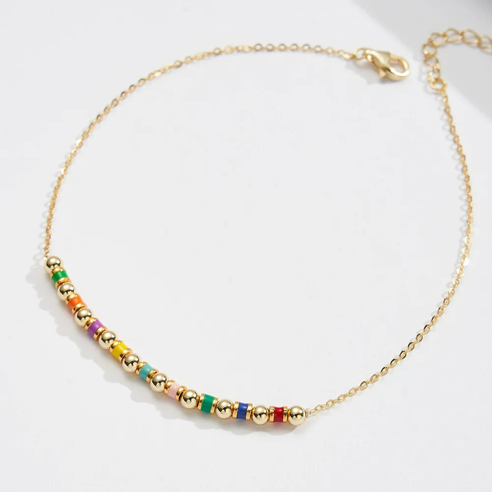 SA94 RINNTIN Dainty Professional Design 925 Sterling Silver Adjustable Beach Anklet Gold Anklets Foot Jewelry