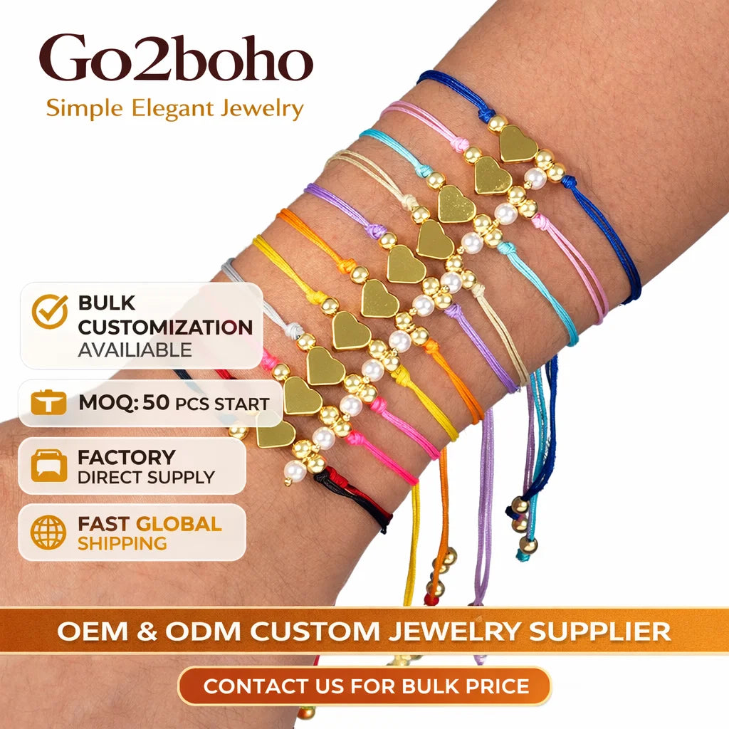 Go2boho Wholesale Religious Style Beaded Bracelets Adjustable Miyuki Multicolor Star Pattern Gold Plated Heart Gifts