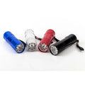 Hot Sell Aluminum Alloy Camping Tactical Portable Emergency 3*AAA Dry Battery Mini UV 9Led Flashlight with Rope