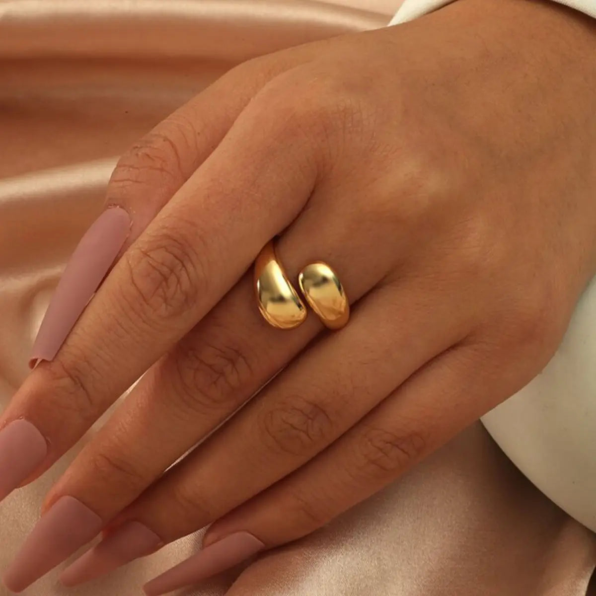 Ins Hot Selling Simple Water Drop Open Irregular Jewelry Rings for Girls Women